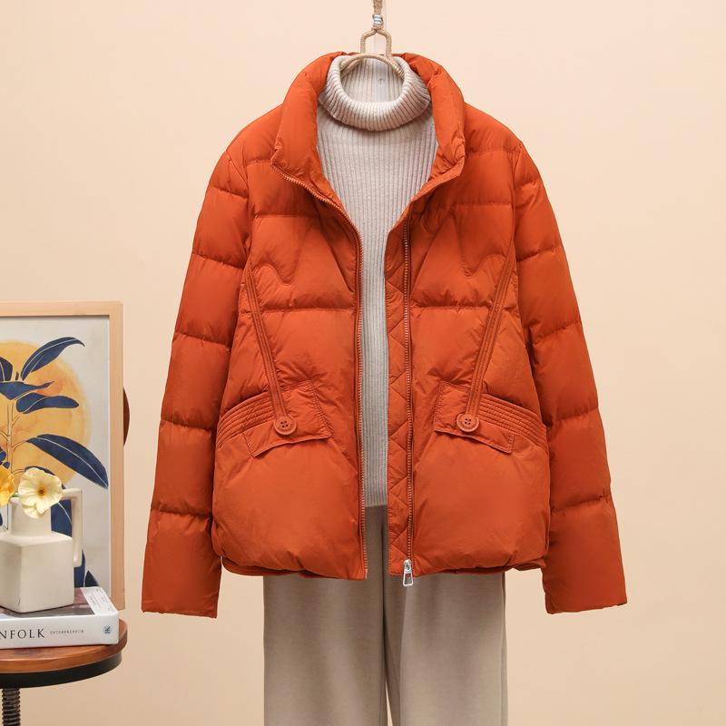 New Winter Fashion Foreign Style Loose Warm White Duck Down Jacket Stand-up Collar Short Thickened Down Jacket Women's Clothing