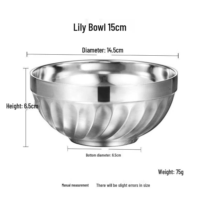 15cm Stainless Steel Double-Layer Insulated Kids Soup Bowl
