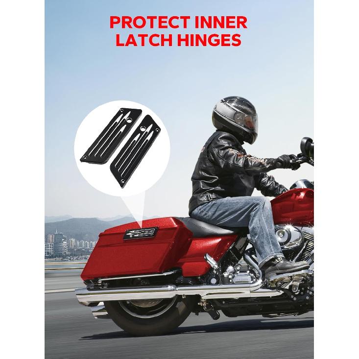 Amazicha Satteltasche Satteltaschen-Verriegelungsabdeckungen Schwarz Kompatibel für Harley Davidson Touring Street Glide, Electra Glide, Road Glide 1993-2013