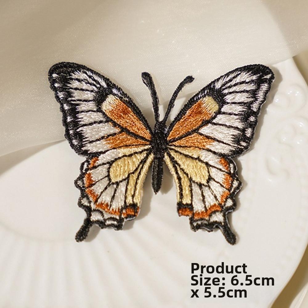 2pcs Heat Transfer Flower Patches Embroidery Design Butterfly Patches For Clothing Accessories