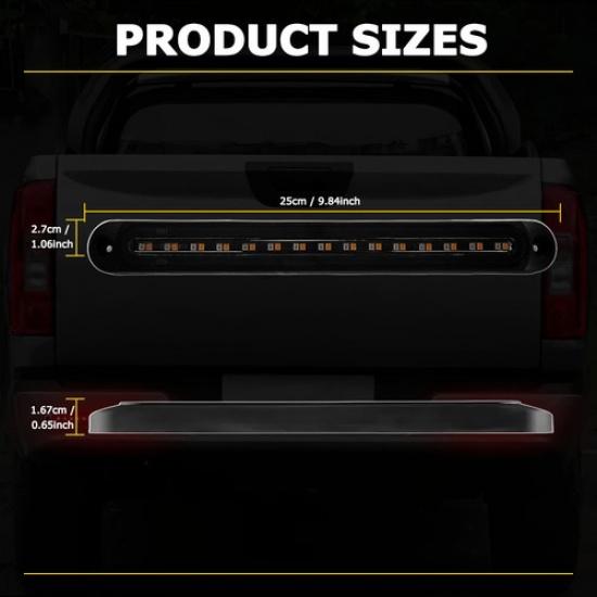 2x LED Turn Stop Tail Brake Strip DRL Light Sequential Flowing Amber+Red Truck V