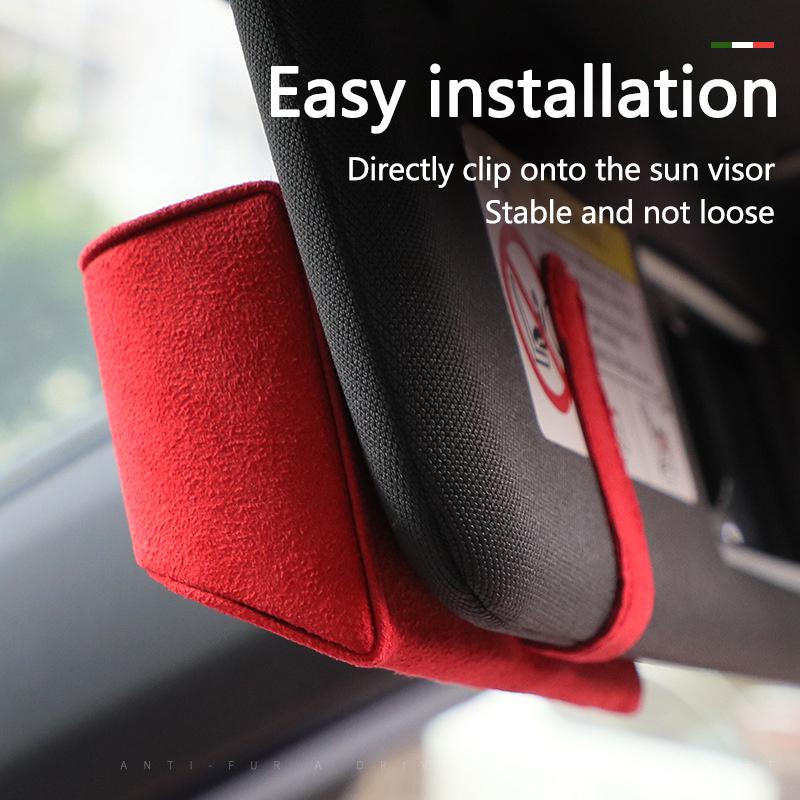 MEA4   Suede Car Sun Visor Glasses Box Car Badge Sunglasses Clips Glasses Box For Mercedes Benz AMG W177 W176 X166 X167 C257 C218 X253