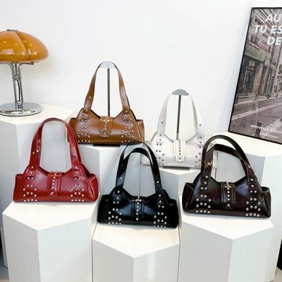 New Retro Rivet Tote Bag Fashionable and Personalized Shoulder Underarm Bag For Women Trend Large Capacity Purse and Handbags