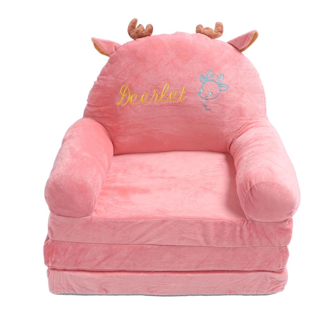 Foldable Sofa Cute Cartoon Shape Comfortable Multifunctional Kids Couch Fold Out for Home