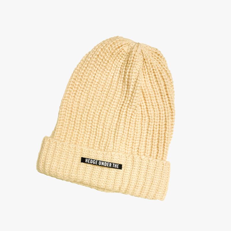 New Autumn and Winter Letter Knitted Big Hat Brim Big Head Circumference Warm Wool Hat for Women Versatile Ear Protection Students