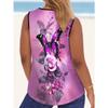 Summer Women's Sleeveless Colorful Cute Butterfly Wolf Tiger Print Vest Comfortable Soft Leisure Loose Fashionable Versatile Vest