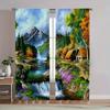 Contemporary Art Landscape Printed Curtains, Pole Bag Bedroom and Living Room, Home Decoration, Room Decoration