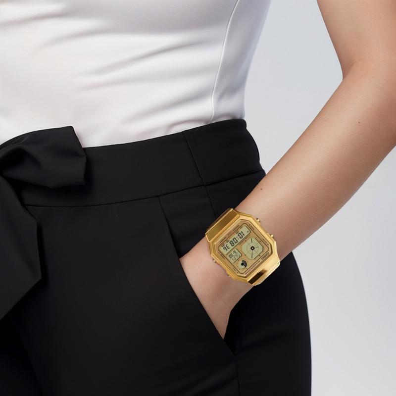CASIO Classic Series Life Waterproof Fashion Quartz Steel Strap Uniform for Men and Women Gold Dial A130WEG-9A