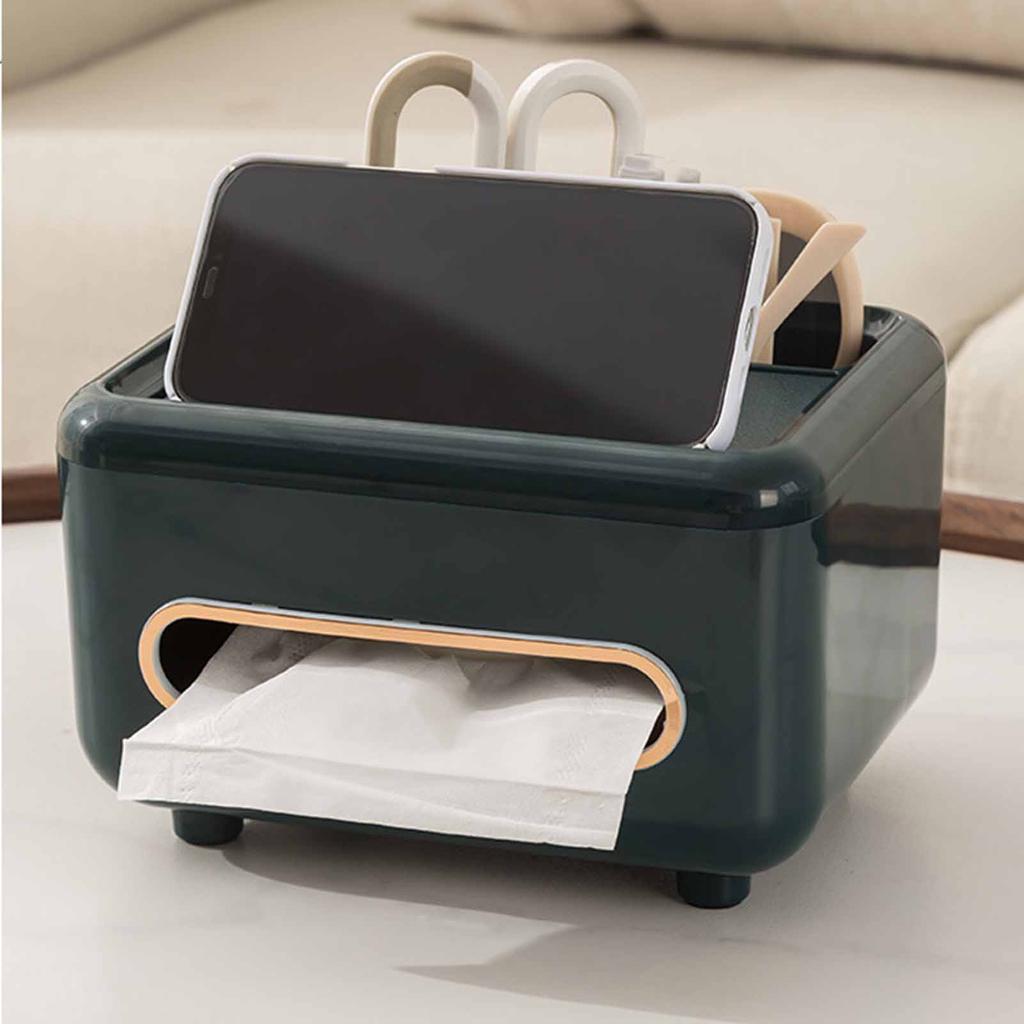 Desktop Tissue Box Multifunctional Home Tissue Dispenser Remote Control   Box for Living Room Restaurant