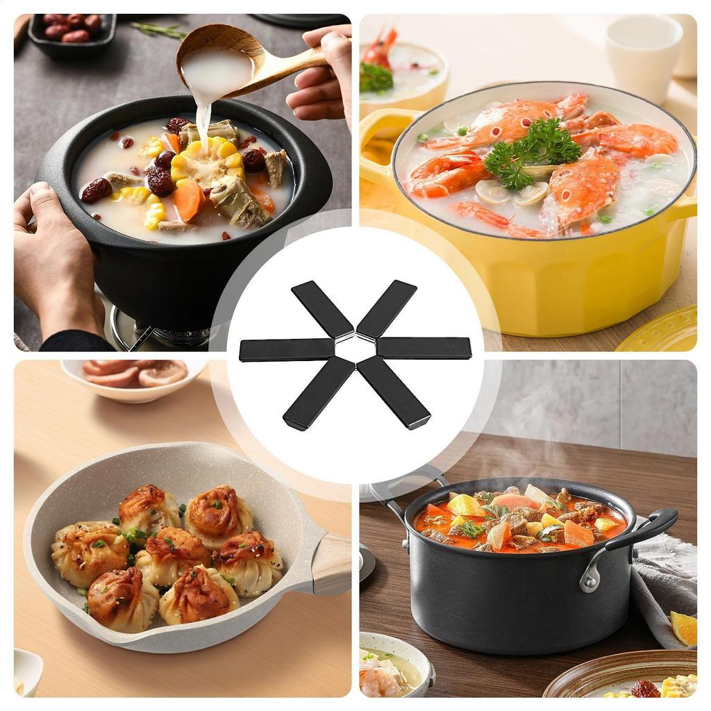 Folding Pot Trivets Heat Resistant Anti-Slip Silicone Pads for Hot Pots - Protective Mat for Kitchen Countertops, Dining Table
