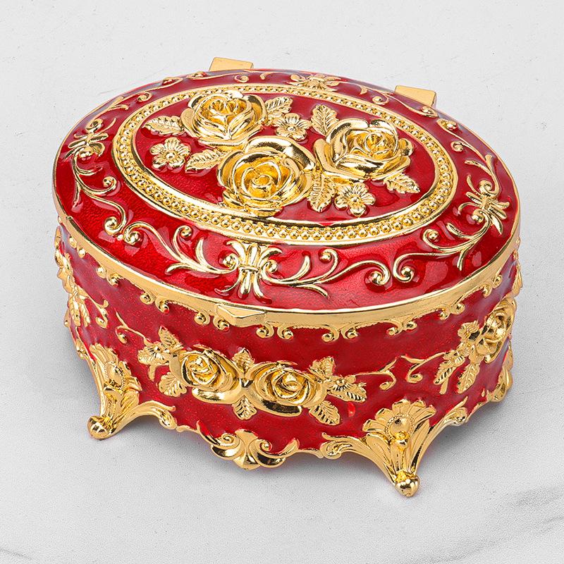 European Retro Luxury Princess Enamel Jewelry Box - Exquisite Metal Necklace Storage Box