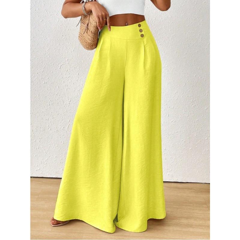 Casual Style Plus-Size High-Waisted Drapey Wide-Leg Pants for Women Summer Cotton-Linen Texture Slimming and Flattering Skirt Pants Commuting