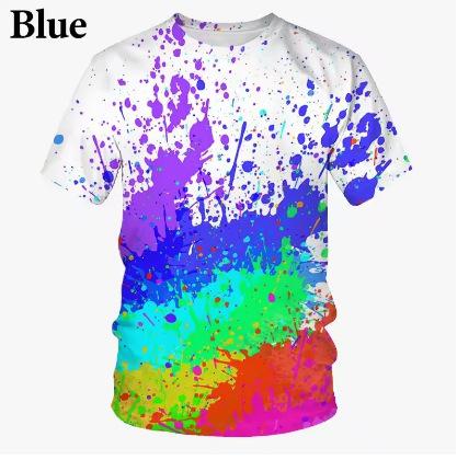 Fashion Women's T-Shirt Summer New Graffiti 3D Printed T-Shirt Color Spray Fashion Art Art Design Wide Short Sleeve Top