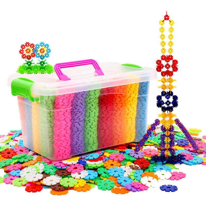 Vibrant Snowflake Building Blocks For Kids Plastic Educational Toy Set 400-800 Pieces