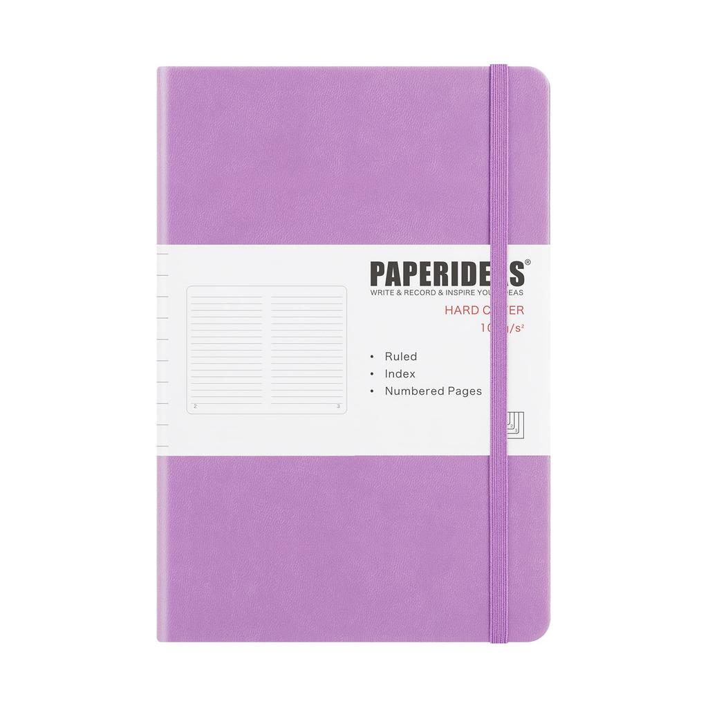 PAPERIDEAS A5 Hardcover Notebook, (Horizontal Lined, Lilac)