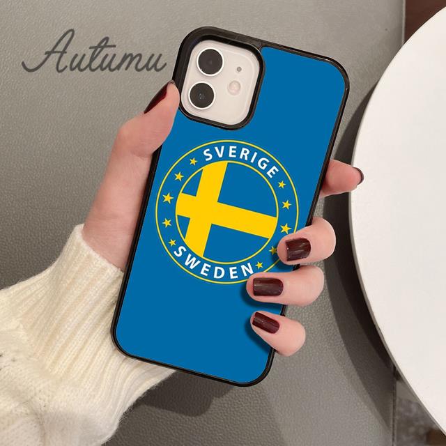 Schweden Flagge Handyhülle für iPhone 11 12 13 14 Pro Max mini X XR XS SE 2020 5 6S 7 8 Plus Samsung Galaxy S21 S22 Hülle