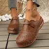 Chaussons plats fermés à bout rond pour femme avec nœud ajouré, design floral délicat pour un port quotidien décontracté confortable
