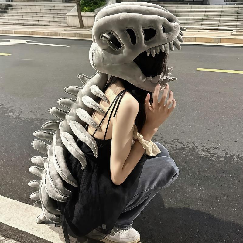 Funny Skull Costume Hat With Removable Dinosaur Skeleton Face Masks Perfect For Cosplay And Birthday Celebration