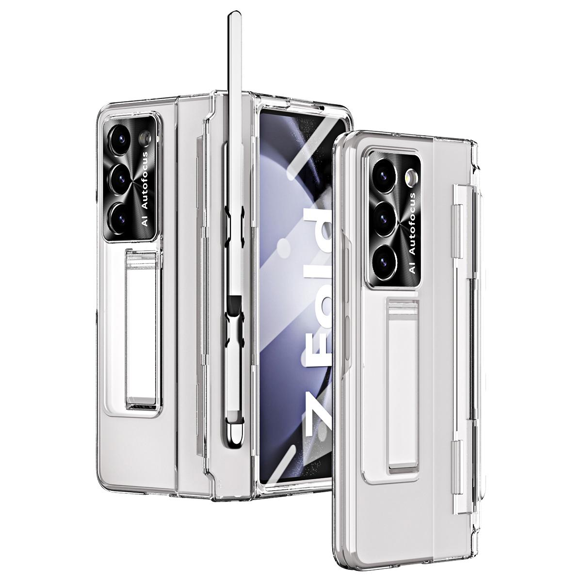 

For Samsung Galaxy Z Fold6 5G Case Kickstand Hard PC Phone Cover Transparent