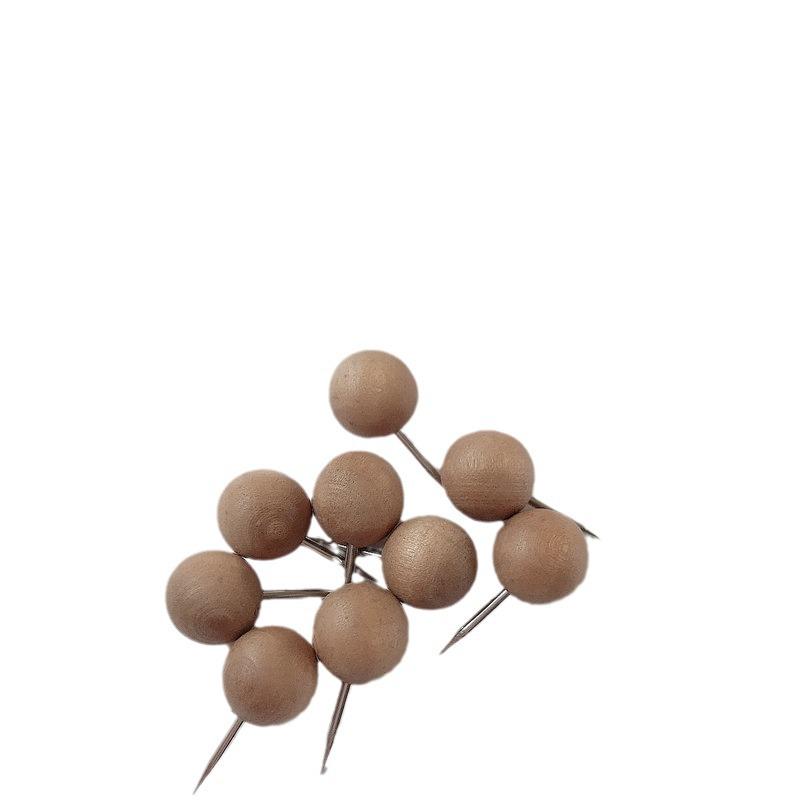 Creative Wooden Round Pushpins - Cute Raw Wood Ball Design for Stationery