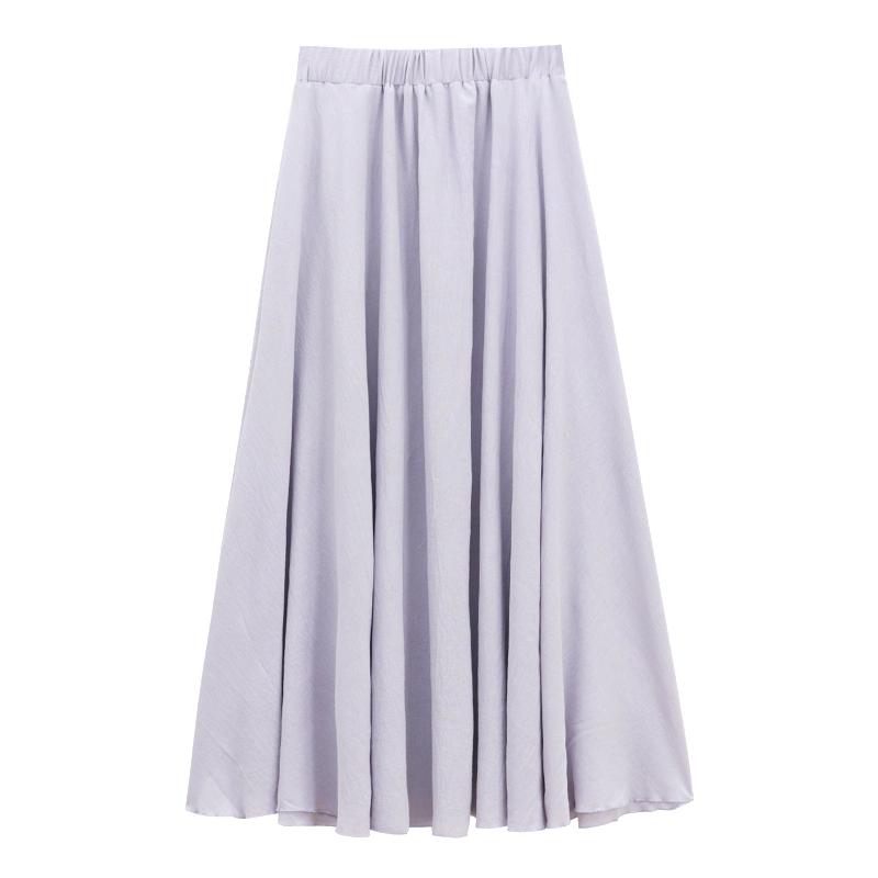 

Нежный и милый стиль юбка А-силуэта с высокой талией для женщин лето 2025 новая повседневная тонкая драпированная индивидуальная длинная юбка XL фиолетовый