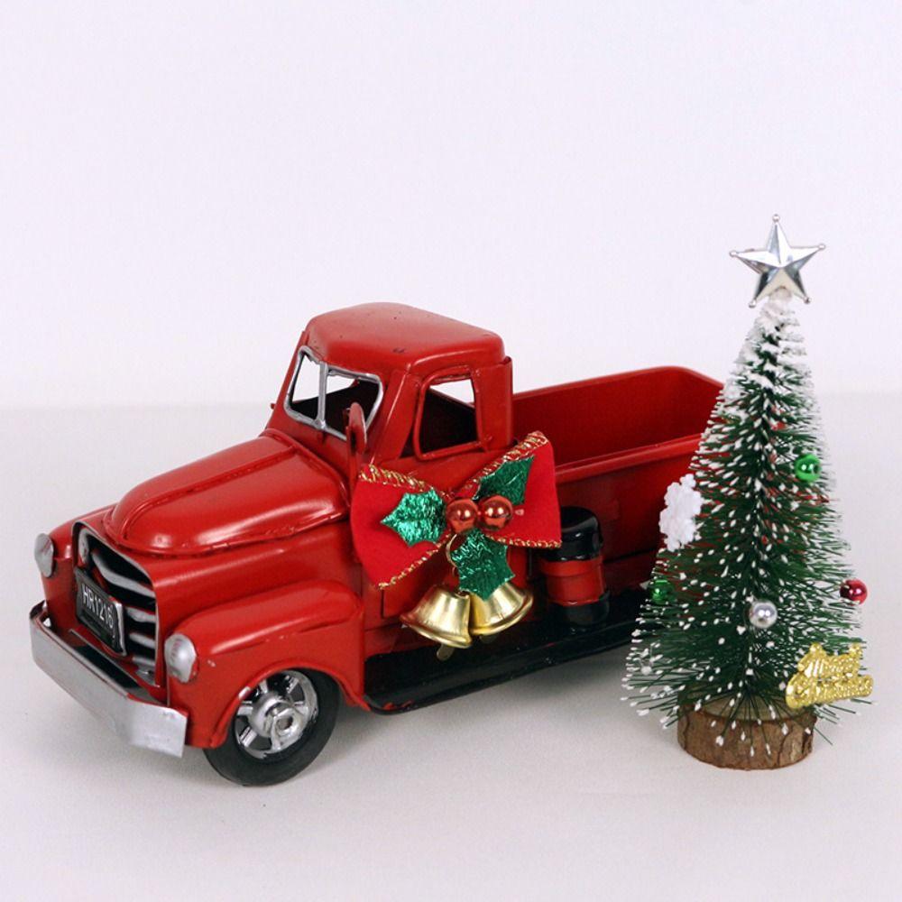 DIY Decor Farm Truck Model Red Red Metal Truck Toy Retro Christmas Truck  Christmas