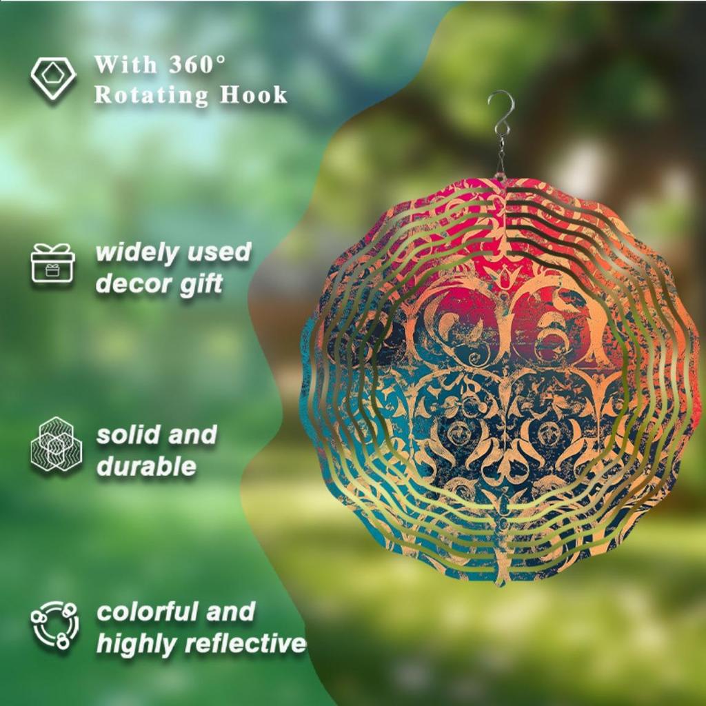 10 Inch Hanging Wind Chime for Outdoor Garden Decor Rotating 360 Degree Hook Elegant Spring Summer Courtyard Decoration Classic Gift Idea