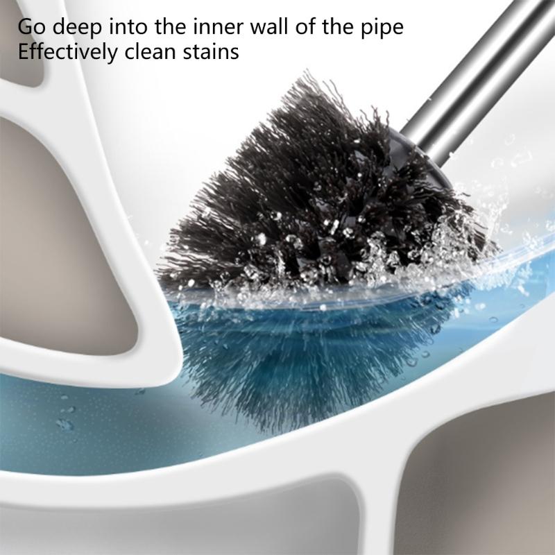 4Pcs Household Toilet Bowl Brush Soft Bristles Toilet Cleaning Brush Stainless Steels Handle Deeply Cleaning Toilet Brush