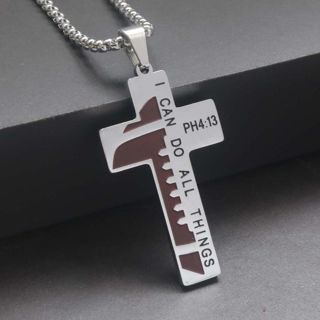 Collier Homme Spiritual Male Minimalism Stainless Steel Necklace Man's Jesus Cross Necklace for Man Collar Hombre