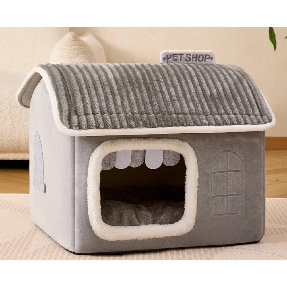 

Зимовий складний будиночок для домашніх тварин, підходить для цуценят, кошенят, печери-гнізда для цуценят, портативні, миючі притулки для собак, котячі гнізда, зоотовари S сірий колір