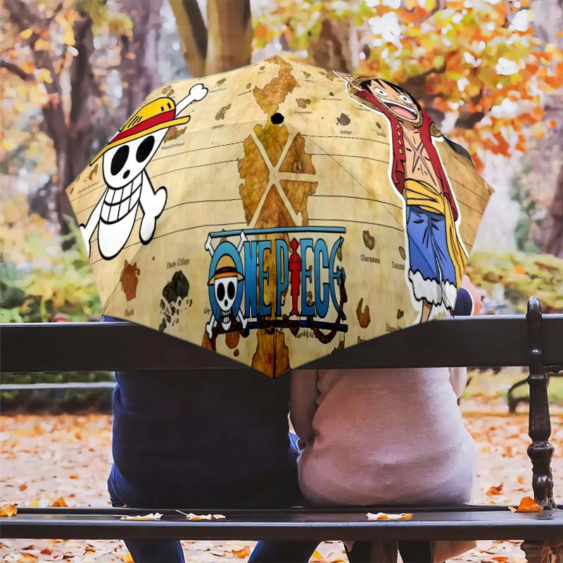 1 PC Automatic Folding Umbrella - One Piece Monkey D Luffy Pattern Portable Foldable Design With 8 Ribs Christmas Birthday Gifts