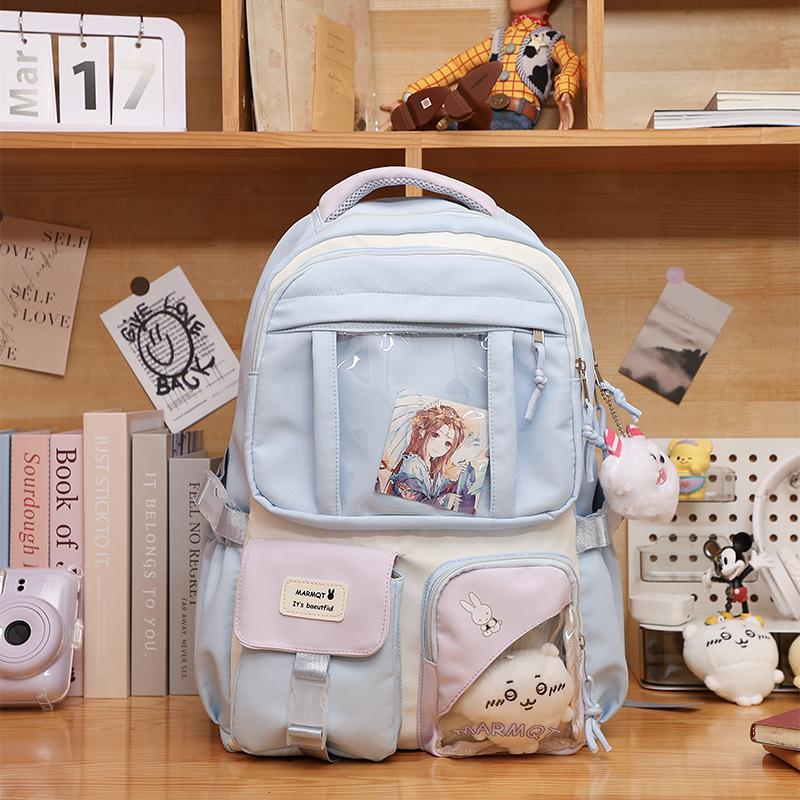 New high-value college style, fresh and sweet candy color, light backpack for junior high school students
