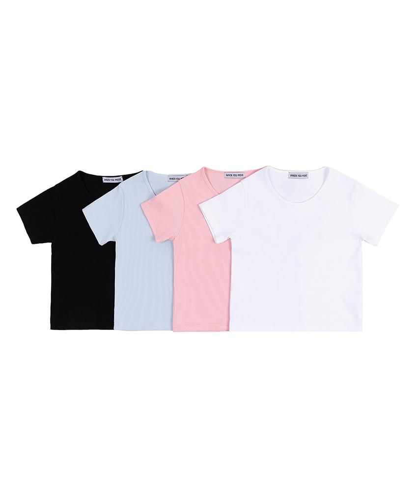 WHEN YOU MOVE Signature Logo Embroidered Round Cropped Short Sleeve (4 Colors)