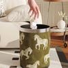 Antique Style Leather Trash Can High Quality Wastebasket Home Living Room Bedroom Trash Bin Wastebasket Home Accessories