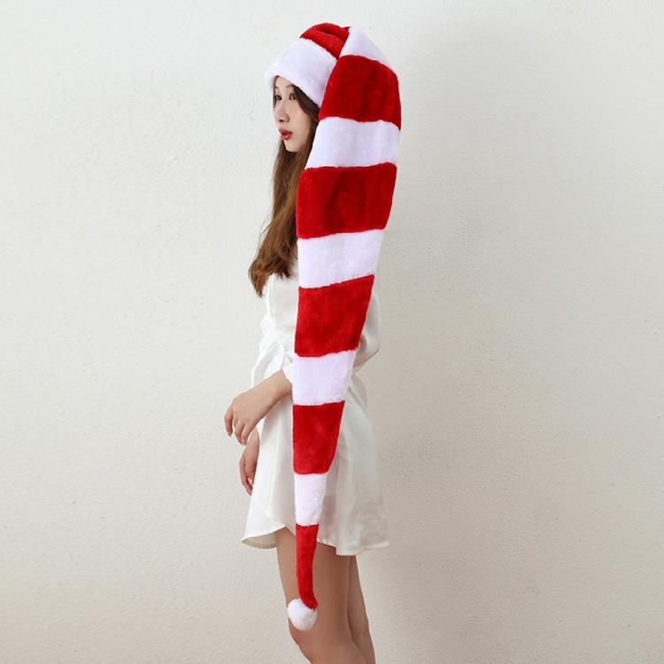 Funny 130cm Long Christmas Hat Striped Santa Hat Adult Plush for Celebrations