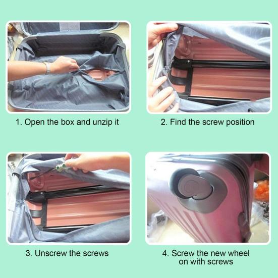 1 Pair Universal Replacement Wheels Low Noise Double-Row Large Size Trolley Case Luggage Wheel Repair Travel Suitcase Parts Accessories Wheel