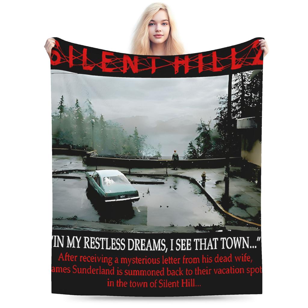Warm BlanketGirls Boys Camping Silent Hill Throw Blanket Run Heather Flannel Bedspread For Bedroom Funny Sofa Bed Cover