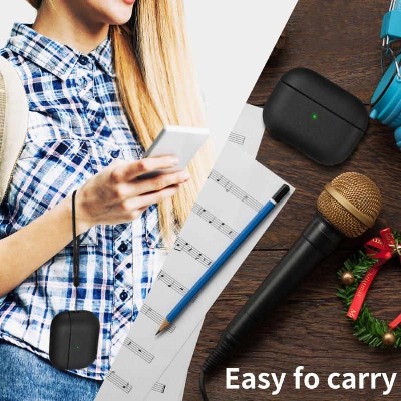 TPU Leather Texture Soft Case for 2 Earphone with Lanyard Flexible and Protective Cover