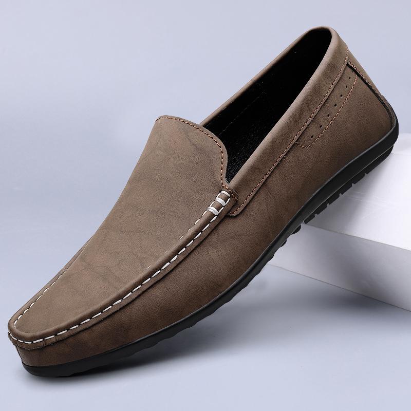 Genuine Leather Mens Loafers Handmade Slip On Footwear Soft Leather Moccasins Ultra-light Male Boat Flats Outdoor Driving Shoes