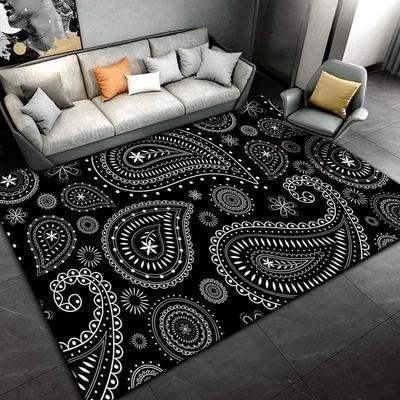 Boho Multicolor Bandana Area Rug: Tie-Dye Style for Living Room Bedroom Non-Slip Floor Mat Home Decor