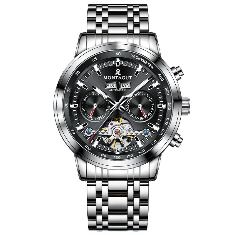Tourbillon Watch for Men Waterproof Stainles Steel Hand Clock Date Men's Watches Luxury Brand Wristwatch