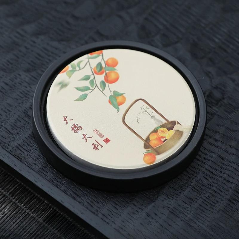 

Ceramic Water Absorbing Pot Holder Quick Drying Foam Station Small Circular Tea Tray Kung Fu Teaset Accessories Chinese Tea Tray