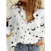 Fashion Flower Cute Cat Pattern 3D Print Women's Long Sleeves Shirt Autumn Animal Women's Holiday Shirt Women's Clothing