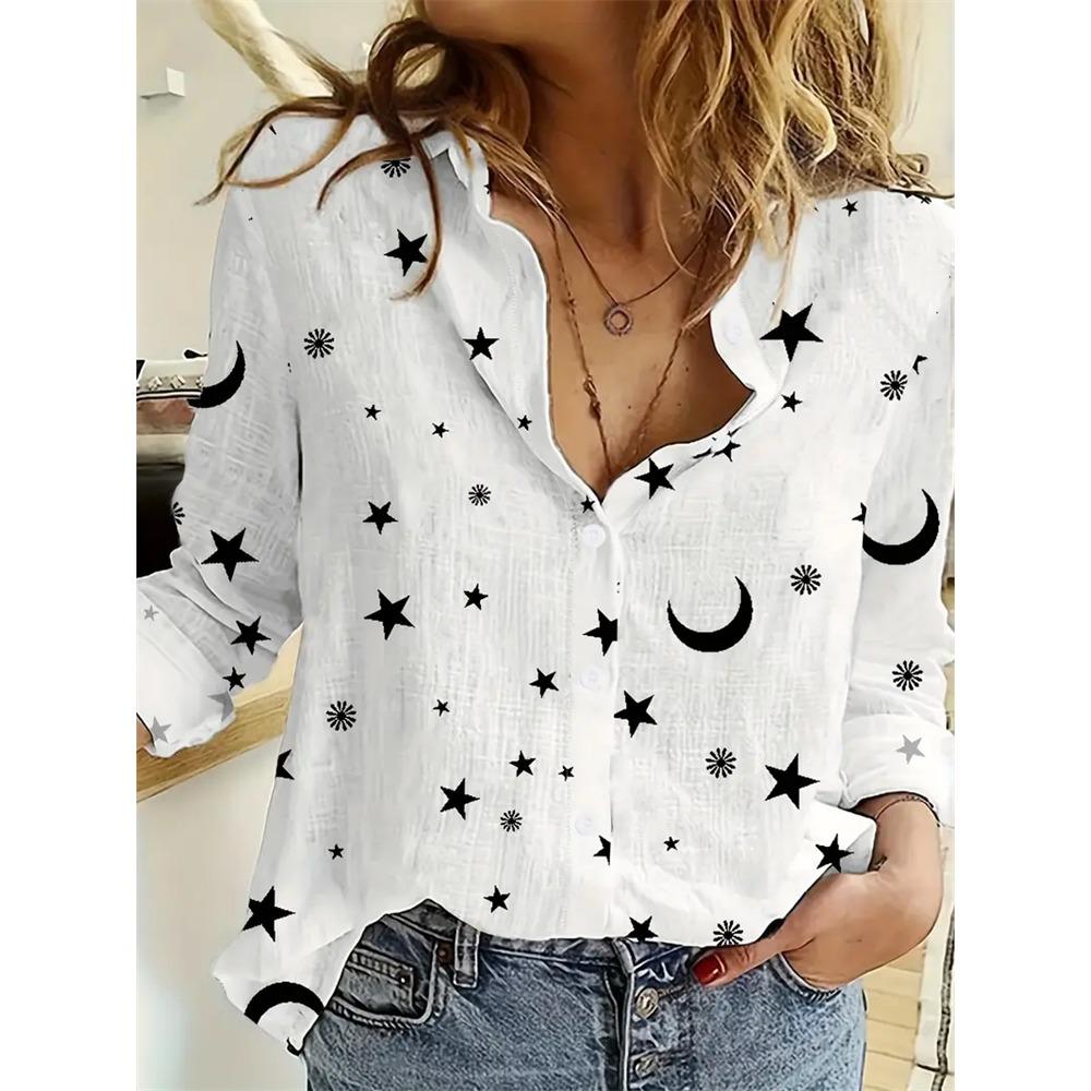 Fashion Flower Cute Cat Pattern 3D Print Women's Long Sleeves Shirt Autumn Animal Women's Holiday Shirt Women's Clothing