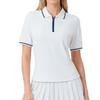 Womens Athletic Short Sleeve Polo Shirt With Zipper Collar Breathable Nylon Spandex Yoga Golf Tennis Top