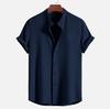 Men's Casual Fashion Loose Solid Color Men's Striped Short-sleeved Shirt