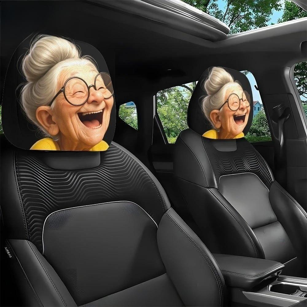 2PCS 2 Pcs Set Car Seat Headrest Protector 2D Printed Auto Head Rest Cover Car Interior Decoration