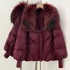 Women's Winter New High-end Fur Raccoon Hair Big Fur Collar Down Jacket Fashion Design Knitted Sleeves Thickened Jacket