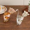 6 Pieces Coffee Spoon Set Swan Base Holder Stainless Steel Spoons Dessert Spoon Set  Fruit Dessert