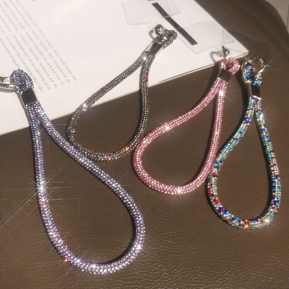Glitter Rhinestone Phone Lanyard Bling Bling Anti-lost Wrist Rope Phone Accessories